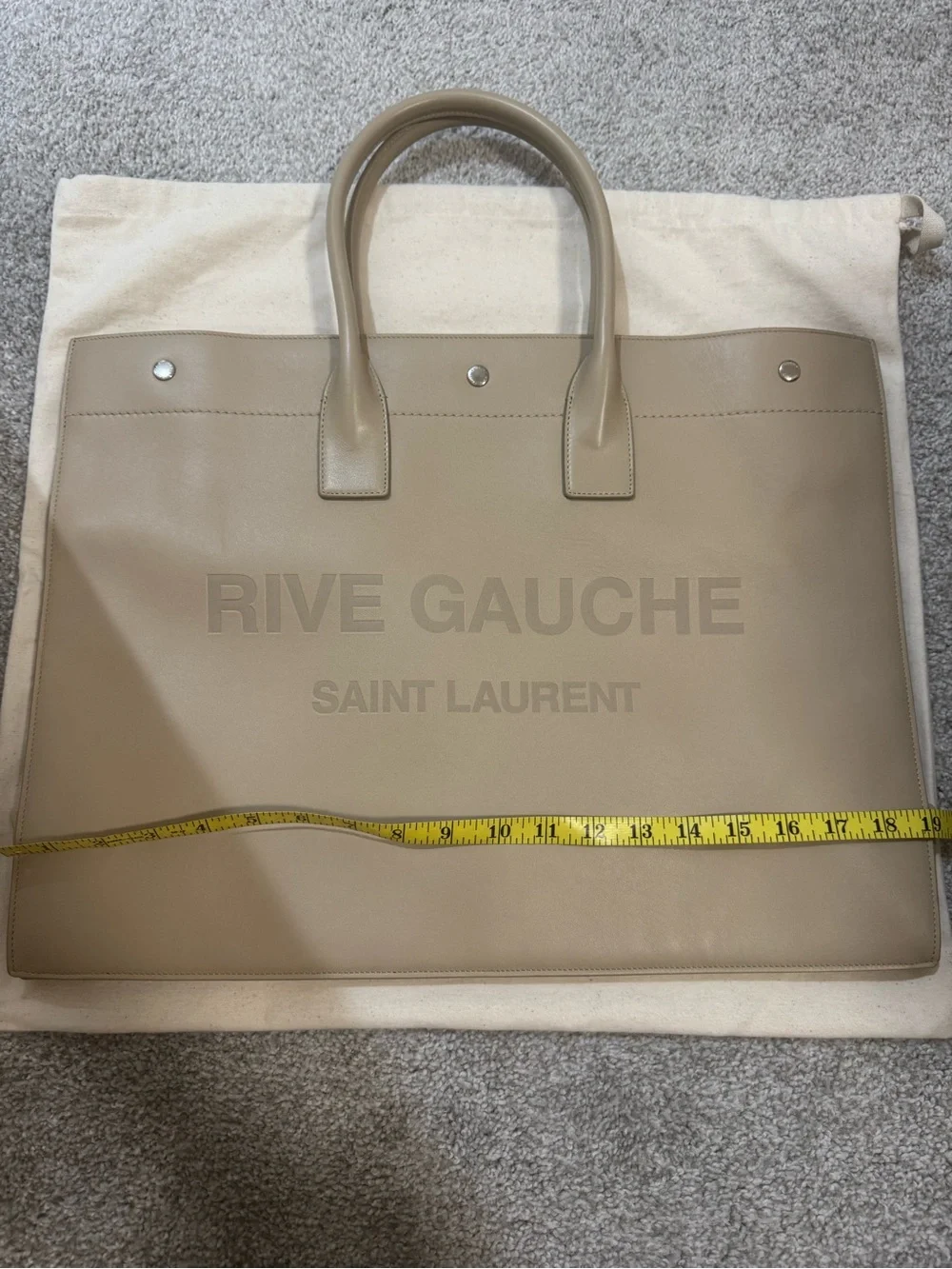 Saint Laurent Rive Gauche Tan Leather Tote Bag